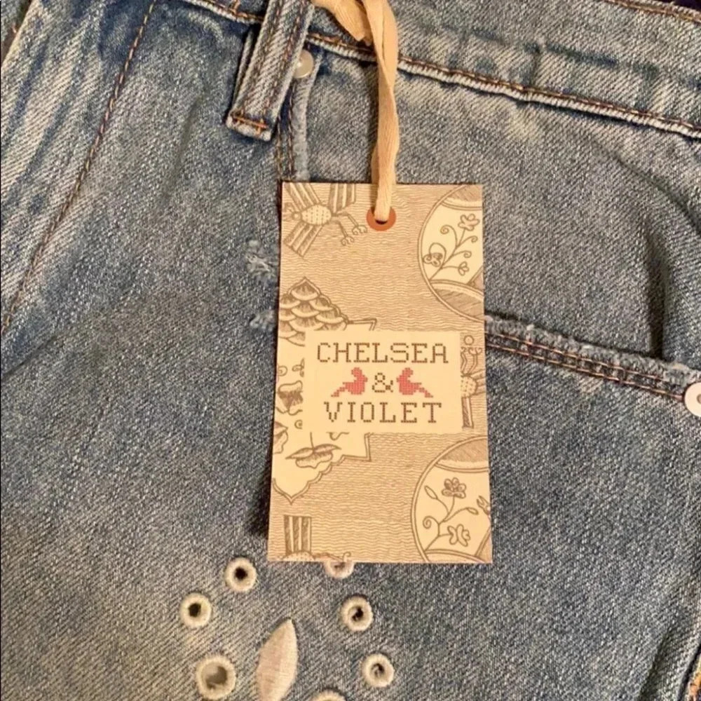 Chelsea & Violet Frayed Blue Jean Cutoff Shorts - Picture 2 of 10